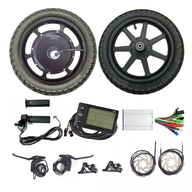 14 Inch 36V 48V 350W 500W Gearless Brushless Hub Motor Electric Bicycle Conversion Kit Electric Scooter Motor Kit