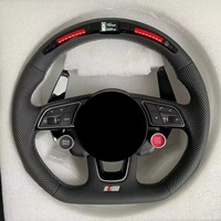 Volant J Auto Audi A3/A4 en fibre de carbone et cuir perforé, forme D, couleur de surpiqûre personnalisée, 4 branches, sensation RS, confortable, avec logo