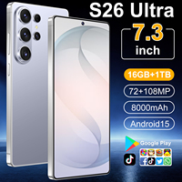 Teléfono Móvil S26 Ultra 5G, Android 15, Deca Core, Pantalla HD de 7.3 Pulgadas, 16GB+1TB, Versión Global Desbloqueada, Doble SIM, para Juegos