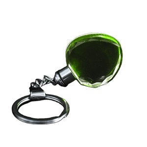 PuJiang Cheap Wholesale clear K9 Crystal Key Chain 3d Laser Engraving Keychain Glass LED Light for Wedding Gift