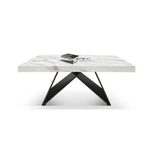 Giuseppe <b>Extendable</b> <b>Table</b> <b>White</b> Statuary Marble Crossed Legs Indoor <b>Dining</b> - Product Image 2