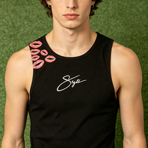 Débardeurs côtelés de sport pour hommes grandes tailles, roses, de qualité supérieure - Product Image 2