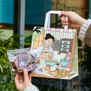 Sacs en papier kraft biodégradables et recyclables écologiques en gros pour boulangerie, desserts à emporter, emballage personnalisé avec logo - Product Image 3