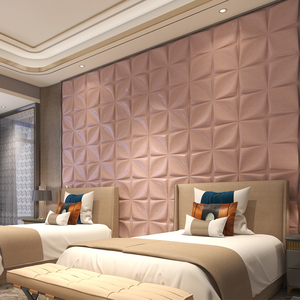 แผ่นหนังตกแต่งผนังตกแต่งภายในตกแต่ง3D วอลล์เปเปอร์หนัง PU