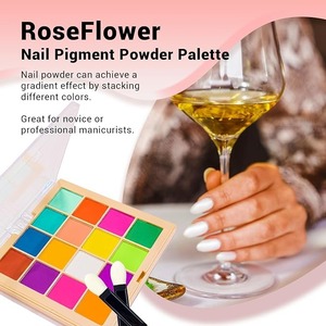 Paleta de arte para uñas, 16 colores, polvo de pigmento para uñas, polvo de pigmento luminoso colorido para uñas, polvo brillante para decoración de uñas - Product Image 5