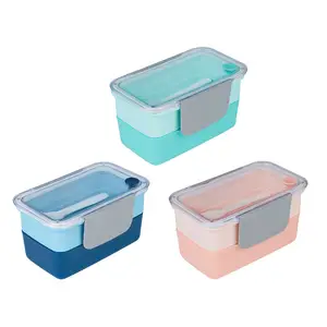 Goedkope Eco Vriendelijke Twee-Layer Lunchbox Studentenkantoor Magrowaved Bento Plastic Lunchbox Voor Kinderen Bpa Gratis