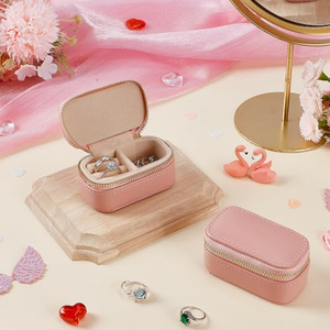 Caja de Joyería de Cuero de Lujo Personalizada con Cierre de Cremallera, Múltiples Compartimentos, Estuche de Exhibición Personalizado para Anillos y Collares - Product Image 2