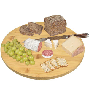 Planche à découper ronde en bois, diamètre 35 cm, épaisseur 2 cm, base rotative pour servir pizzas et desserts - Product Image 1
