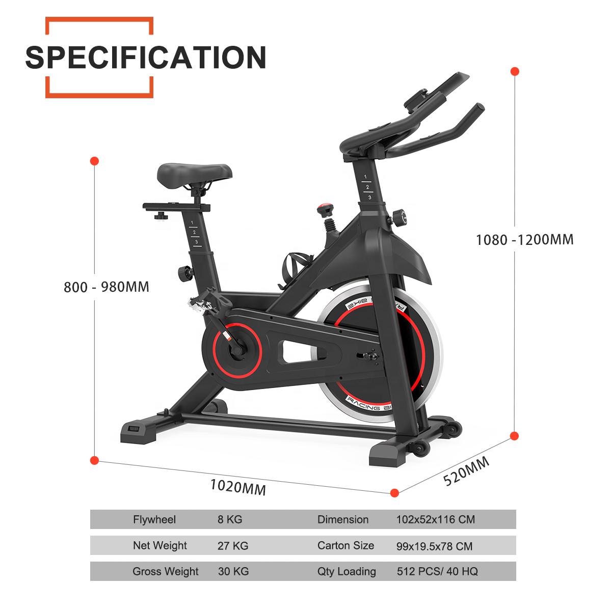 Stationary Indoor Cycling Bikes for Home Gym Spinning Bike