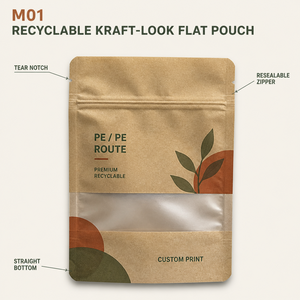 Busta Personalizzata Riciclabile in Mono PE Effetto Kraft con Finestra, per <span class=keywords><strong>Semi</strong></span> e Frutta Secca, Imballaggio Durevole Sigillabile, Fornitore OEM all'Ingrosso - Product Image 2