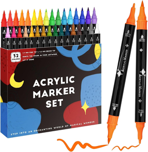 Promotional Dual Brush Tip Direct Liquid Acrylic <b>Rock</b> <b>Paint</b> Marker Pen Set for Kids DIY Painting 24 Colors - Product Image 1