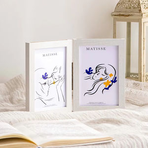 Marco de Fotos Plegable de Madera Maciza Blanca de Doble Cara Transparente de 6 y 7 Pulgadas de Alta Calidad - Product Image 2