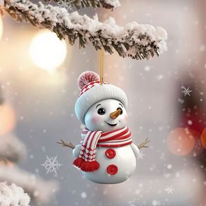 Lindo muñeco de nieve de punto con gorro y bufanda, adornos navideños, colgantes de muñeco de nieve de felpa suave, decoración para árbol de Navidad, hogar y fiestas. - Product Image 2