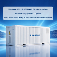 Contenedor BESS Sunwave de 1000kW y 2MWh OEM, Proyecto Llave en Mano de Almacenamiento de Energía a Escala de Servicios Públicos, Distribuidor de LiFePO4 de 40GP