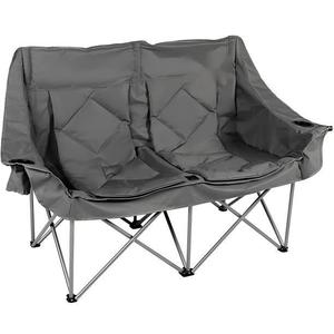 Fauteuil de camping double surdimensionné en fer avec appui-tête enroulable, canapé de camping pliant rembourré avec porte-gobelet et sacs de rangement - Product Image 2