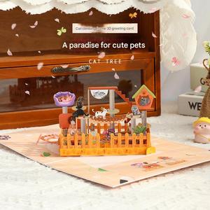 Nueva Tarjeta <span class=keywords><strong>de</strong></span> Felicitación 3D Pop-Up con Gato Escalando, Barnizado Brillante, Universal para <span class=keywords><strong>Cumpleaños</strong></span>, con Tarjetas Pequeñas y Mensajes, Venta al por Mayor - Product Image 2