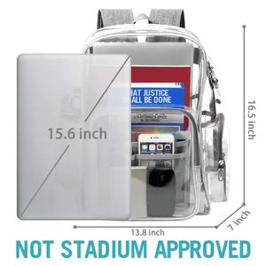 Recién llegado, mochila transparente resistente, mochila transparente con cerradura, compatible con portátil de 15,6 pulgadas, mochila impermeable transparente grande - Product Image 4