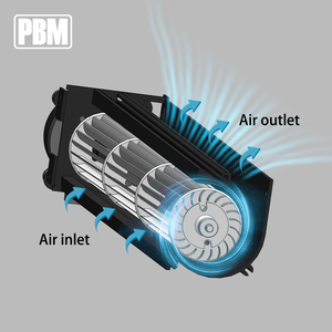 Ventilatore a Flusso Incrociato <span class=keywords><strong>Serie</strong></span> 100MM 230V EC con Cuscinetti a Sfera, Pale in Lega di Alluminio, Flusso d'Aria 1200 M3/H, Pressione Statica 59 Pa, Ventilatore OEM - Product Image 3