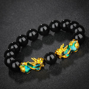 Chanceux riche PXiu <span class=keywords><strong>Bracelet</strong></span> pour femmes changement de température doré noir <span class=keywords><strong>obsidienne</strong></span> perles <span class=keywords><strong>Feng</strong></span> <span class=keywords><strong>Shui</strong></span> PXiu <span class=keywords><strong>Bracelet</strong></span> Agate cadeau bijoux - Product Image 4