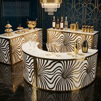 Table de bar circulaire ornée en acier inoxydable finition or pour les pubs commerciaux et les salles de banquet
