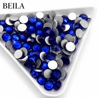 Strass en cristal à dos plat, non thermocollant, couleur saphir bleu royal, en vrac, pour bijoux artificiels, ongles et beauté