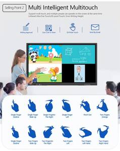 Tableau blanc interactif en gros, tableau intelligent fabriqué en Chine, montage mural, résolution 4K, double système d'exploitation (Android Windows), 20 points tactiles pour - Product Image 5