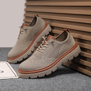 Zapatos Oxford de Plataforma Tejidos en Gris Claro, Zapatos Versátiles para Caminar, Zapatos Diarios para Toda Temporada, Tela Transpirable y Ventilada, Resistentes al Desgaste - Product Image 1