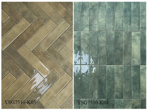 Carreaux de métro <span class=keywords><strong>tendance</strong></span> vert foncé brillant 75x300 pour mur de salle de bain, carreaux en porcelaine pleine masse. - Product Image 2