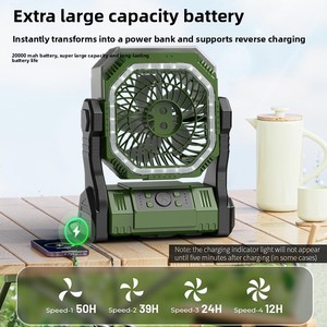 20000mAh Electric Rechargeable Camping Fan with RGB <b>Light</b> & Mist Spray 4 Speeds 4 <b>Timer</b> 360 Hanging Brushless Motor Low Noise - Product Image 3