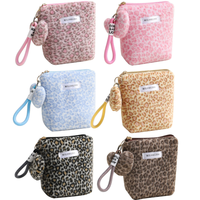 Trousse de Maquillage de Voyage Souple en Polyester à Fermeture Éclair, Motif Léopard, en Fausse Fourrure de Lapin, pour Femmes, Collection 2026