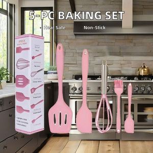 High Temperature Resistant Silicone Baking 5 Piece Spatula Oil Brush Whisk Food Grade Baking Tools Set - Product Image 4