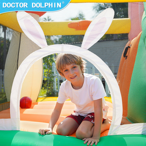 Docteur dauphin nouveau Design sûr et durable mignon lapin videur cavalier enfants <span class=keywords><strong>gonflable</strong></span> rebond maison usage domestique avec toboggans - Product Image 4