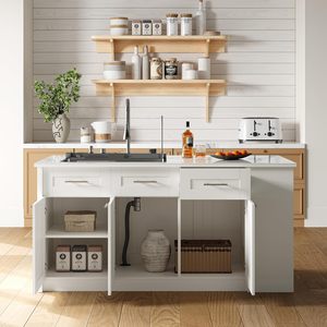Îlot de cuisine personnalisé de 71 pouces avec rangement et sièges, <span class=keywords><strong>comptoir</strong></span> moderne autoportant <span class=keywords><strong>pour</strong></span> salle à manger - Product Image 5