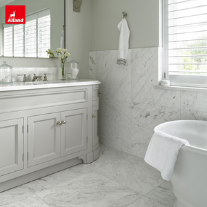 Meuble-lavabo de salle de bain incurvé en contreplaqué de luxe Allandgroup à double vasque pour chambres ou projets hôteliers, avec éclairage et vasque en dalle - Product Image 3