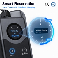 Chargeur EV portable 7kW Type 2 32A réglable 16A-32A IC-CPD avec écran LCD et minuterie, prise UK, chargeur rapide de voyage monophasé 7 kW, prise CEE 3 broches