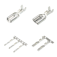 Conector de terminal de crimpado de resorte de 6.3mm con contacto de latón y cubierta transparente ignífuga para arnés de cableado automotriz, juego macho y hembra