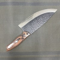 Vente en gros, couteau de cuisine personnalisé de 7.5 pouces, couteau de chef en acier damas avec manche en bois, marteau forgé, couperet, couteaux de boucher à désosser