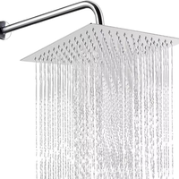 Ensemble de douche à effet pluie en acier inoxydable chromé pour le commerce transfrontalier, avec robinet mural de salle de bain à pression accrue et accessoires