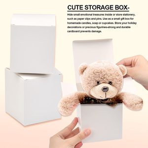 Cajas de Regalo Cuadradas de Papel Kraft Blanco Fáciles de Armar de 10x10x10 cm con Tapas <span class=keywords><strong>para</strong></span> Fiestas, Bodas, Cumpleaños - Product Image 5