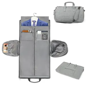 Tas koper gantung 2 dalam 1, setelan koper gantung, tas perjalanan, casing garmen konvertibel dengan tali bahu, tas ransel garmen