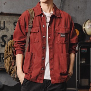 Vintage Cool Men's Cotton Bomber <strong>Jacket</strong> 2025 New American Style Heavyweight Streetwear Spring <strong>Mandarin</strong> <strong>Collar</strong> Hunting - Product Image 1