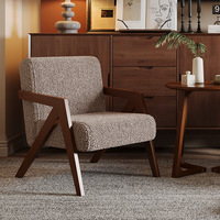 Fauteuil à bras en bois massif antique français avec housse en lin pour salon, villa, hôtel - Fauteuil d'appoint inclinable moderne de luxe léger