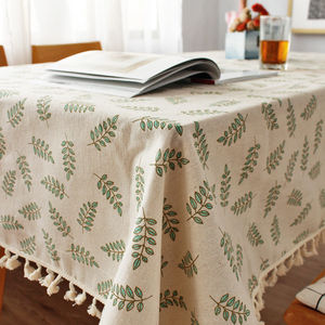 Cotton Linen <b>Tablecloth</b> Printed <b>Square</b> Washable Home Decor Nordic Style Cat Pattern Tassel Edge Dining Table Cover - Product Image 4