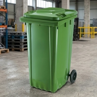 Poubelle roulante verte Zheng Xiang 240L à deux roues, bac à déchets en plastique ouvert pour usage extérieur et en usine