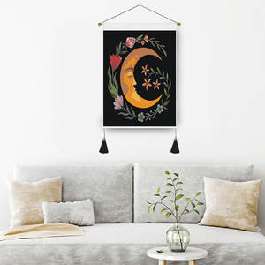 35*50cm kleine Büro Wandbehang Sonne Mond Blume Phase Tapisserie Sieben Chakra Buddha Yoga Makramee Wandt uch Decke mit Quaste - Product Image 1