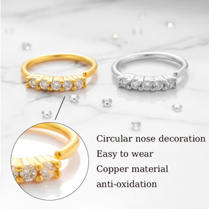 HENGSEN - Anillos de Nariz de Cobre Chapado en Oro con Incrustaciones de Flores y Circonitas Cúbicas para Mujer, <span class=keywords><strong>Piercing</strong></span> para la Nariz, Regalo para Fiestas - Product Image 3