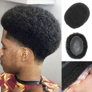 Originea Ingrosso Parrucche Afro da Uomo con Base in PU, Toupet Afro per Uomini Neri, Sostituzione <span class=keywords><strong>Capelli</strong></span> Umani Indiani, <span class=keywords><strong>Extension</strong></span> Afro Ricci per Uomo - Product Image 2