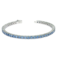 Pulsera de tenis de moissanita azul real de plata S925 de 5 mm, cadena de eslabones clásica con diamantes de laboratorio, joyería de imitación de diamantes de alta calidad