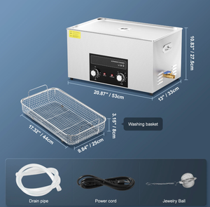 Machine de nettoyage à ultrasons numérique 22L Nouveau réservoir de <span class=keywords><strong>bain</strong></span> électrique <span class=keywords><strong>pour</strong></span> bijoux avec minuterie dégraissant <span class=keywords><strong>pour</strong></span> le nettoyage des armes des industries agricoles - Product Image 1