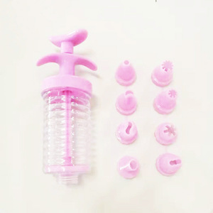 8-piece plastic piping bag set, 8 piping tips, butter nozzles, cookie piping gun, wholesale baking tools - Product Image 1